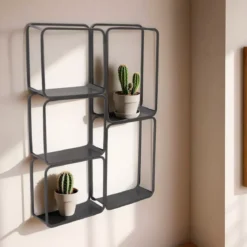 Scaffale da parete in metallo 5 ripiani (Alt 77 cm) Retrò Grigio antracite