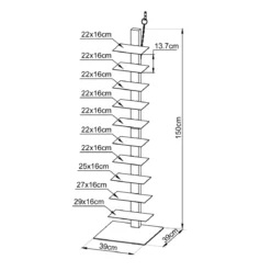 Scaffale di stoccaggio a 10 ripiani (Alt 150 cm) Libreria Book Bianco