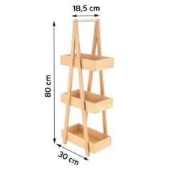 Scaffale in legno a 3 livelli (H80 cm) Piramide Naturale