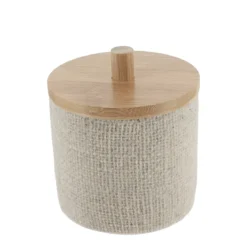 Scatola per cotone con coperchio (D10 cm) Effetto Maille Beige