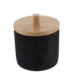 Scatola per cotone con coperchio (D10 cm) Effetto Maille Nero