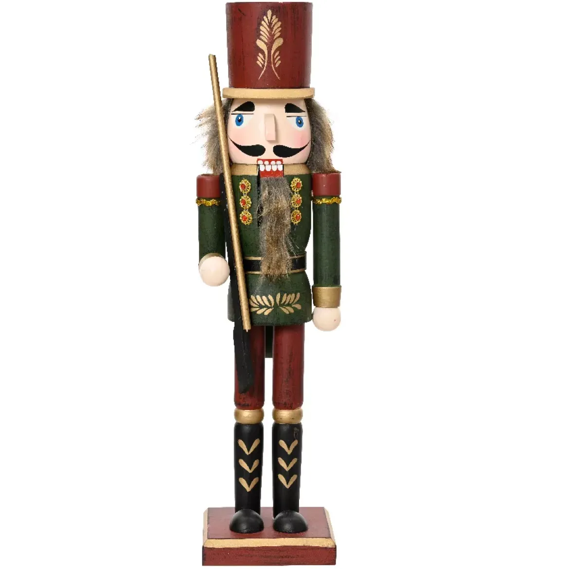 Schiaccianoci in legno (H38 cm) Timothé la regalità Verde e bordeaux