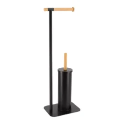 Scopino e portarotolo wc Bambù Nero