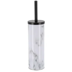 Scopino WC con coperchio in metallo effetto marmo Séma Grigio