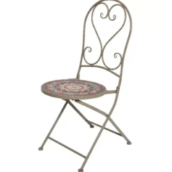 Sedia bistrot pieghevole in mosaico Narbonne Tortora e rosa