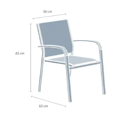 Sedia con braccioli da giardino in alluminio impilabile Murano Bronzo