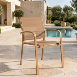 Sedia con braccioli da giardino in alluminio impilabile Murano Bronzo