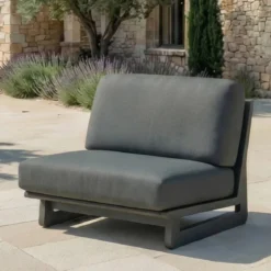 Set angolare da giardino in alluminio 6 posti Long Beach Grigio antracite
