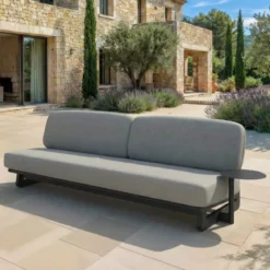 Set angolare da giardino in alluminio 7 posti 7 pezzi Long Beach Grigio antracite e tortora