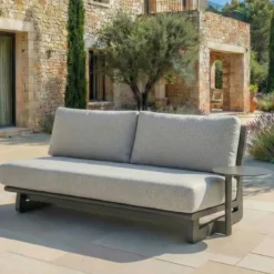 Set angolare da giardino in alluminio 5 posti Long Beach Grigio antracite e tortora