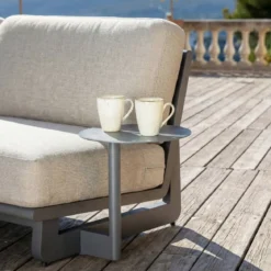 Set angolare da giardino in alluminio 5 posti Long Beach Grigio antracite e tortora