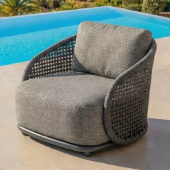 Set da giardino effetto rattan e alluminio 4 posti 5 pezzi Riviera Grigio antracite