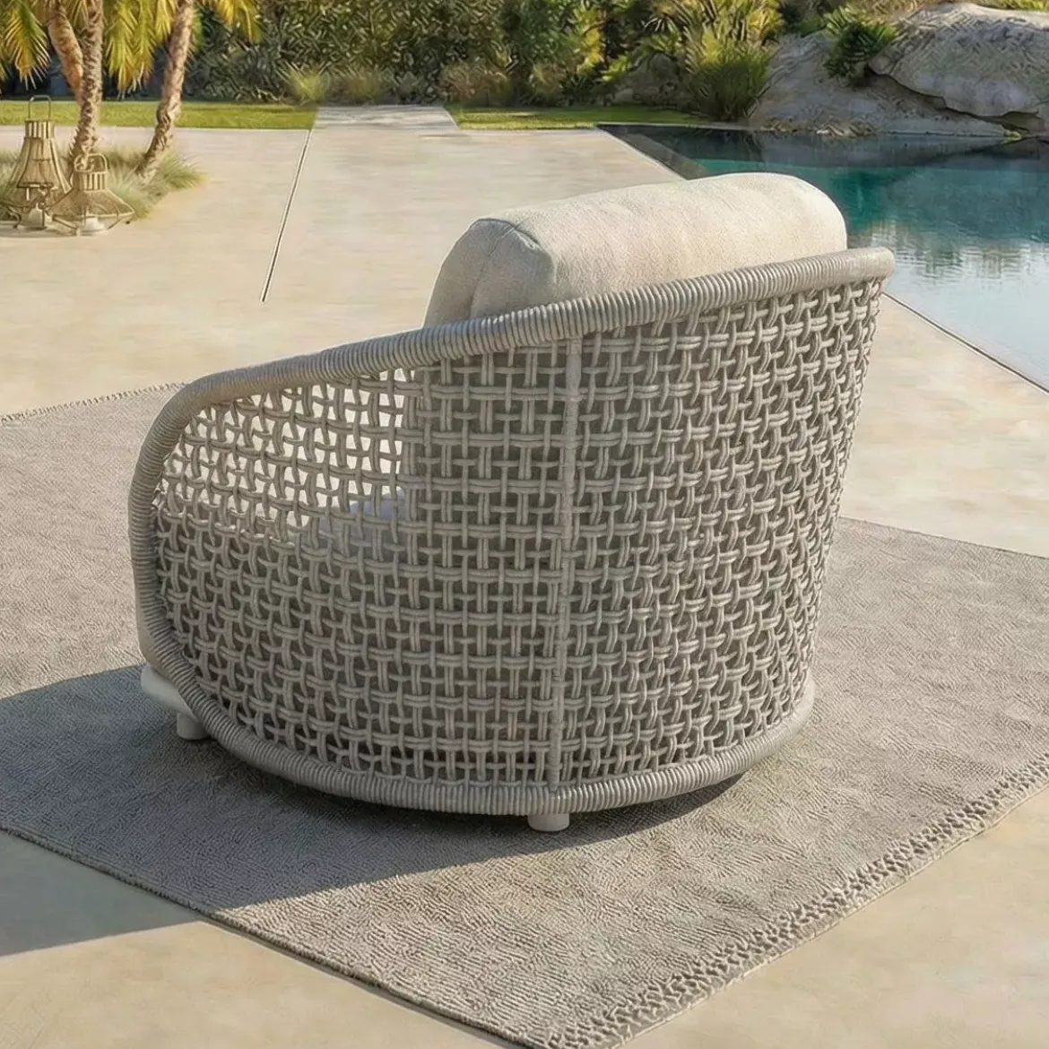 Set da giardino effetto rattan e alluminio 5 posti 5 pezzi Riviera Beige