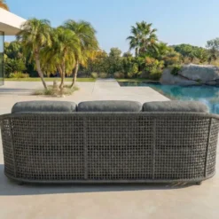 Set da giardino effetto rattan e alluminio 7 posti 6 pezzi Riviera Grigio antracite