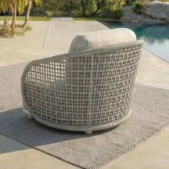 Set da giardino effetto rattan e alluminio 8 posti 6 pezzi Riviera Beige