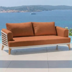 Set da giardino in alluminio 5 posti 4 pezzi Monte Carlo Bianco e terracotta