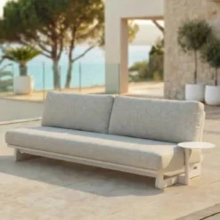 Set da giardino in alluminio 5 posti 5 pezzi Long Beach Bianco cenere e beige