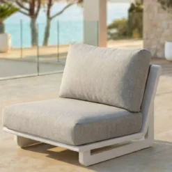 Set da giardino in alluminio 4 posti 4 pezzi Long Beach Bianco cenere e tortora