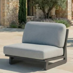 Set da giardino in alluminio 4 posti 4 pezzi Long Beach Grigio antracite e grigio chiaro