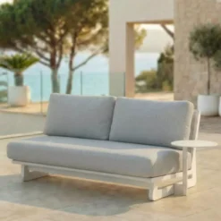 Set da giardino in alluminio 7 posti 6 pezzi Long Beach Bianco cenere e grigio chiaro