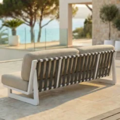 Set da giardino in alluminio 7 posti 6 pezzi Long Beach Bianco cenere e tortora