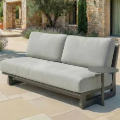 Set da giardino in alluminio 7 posti 6 pezzi Long Beach Grigio antracite e grigio chiaro