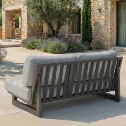 Set da giardino in alluminio 7 posti 6 pezzi Long Beach Grigio antracite e grigio chiaro