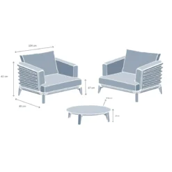 Set da giardino in alluminio 2 posti 3 pezzi Monte Carlo Bianco e terracotta