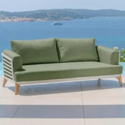 Set da giardino in alluminio 4 posti 5 pezzi Monte Carlo Bianco e verde rosmarino