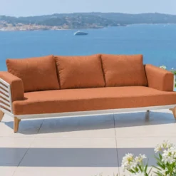 Set da giardino in alluminio 5 posti 5 pezzi Monte Carlo Bianco e terracotta