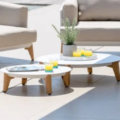 Set da giardino in alluminio 5 posti 5 pezzi Monte Carlo Bianco e terracotta