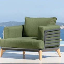 Set da giardino in alluminio 5 posti 5 pezzi Monte Carlo Grigio antracite e verde rosmarino