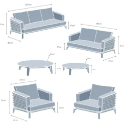 Set da giardino in alluminio 7 posti 6 pezzi Monte Carlo Grigio antracite e verde rosmarino