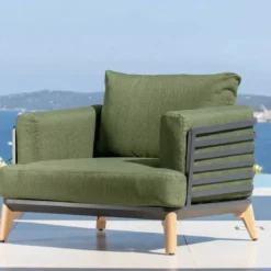 Set da giardino in alluminio 8 posti 6 pezzi Monte Carlo Grigio antracite e verde rosmarino