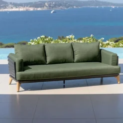 Set da giardino in alluminio 9 posti 12 pezzi Monte Carlo Grigio antracite e verde rosmarino