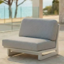 Set da giardino in alluminio 2 posti 3 pezzi Long Beach Bianco cenere e grigio chiaro
