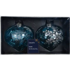 Set di 2 addobbi natalizi in vetro (D100 mm) Scintillio di Natale Azzurro
