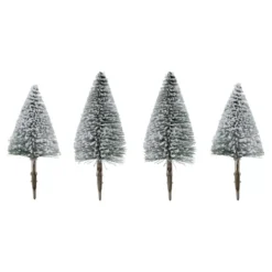 Set di 4 alberi di Natale con clip (Alt 16 e 13 cm) Foresta incantata Verde innevato