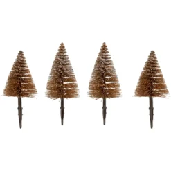 Set di 4 alberi di Natale con pinza (H15 cm) Foresta incantata Marrone