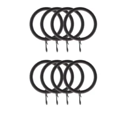 Set di 8 anelli per bastone per tenda (D28 mm) Lino Nero opaco
