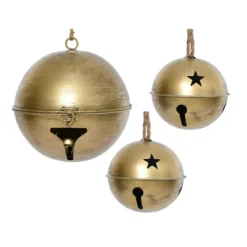Set di 3 campanelle di metallo da appendere (D24-20-14 cm) Grigio Oro