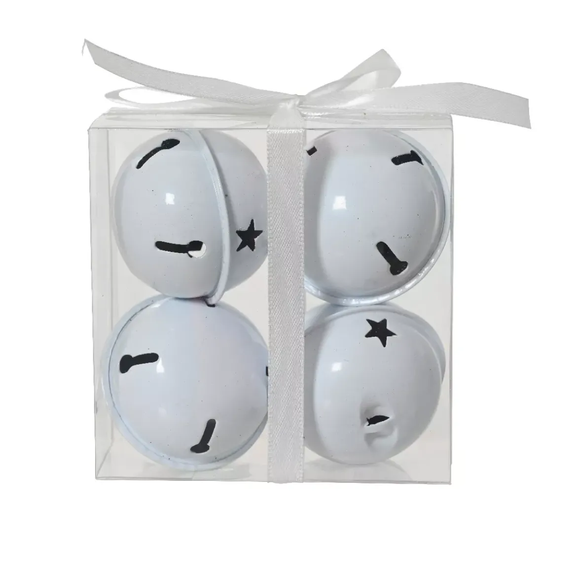 Set di 4 campanelle in metallo (D11 cm) Christmas Nova Bianco