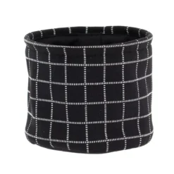 Set di 3 cestini portaoggetti (17 cm) Quadretti Nero