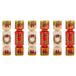 Set di 6 crackers natalizi Festività Rosso e Bianco