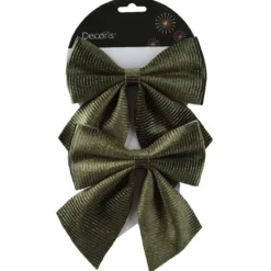 Set di 2 Fiocchi di Natale (H15 cm) Londra chic Verde