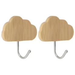 Set di 2 ganci adesivi 3M bambù (H6 cm) Nuvola