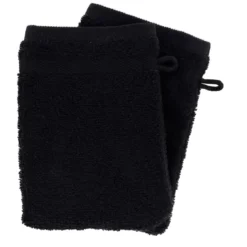 Set di 2 guanti da bagno in cotone (15 x 21 cm) Timeless Nero