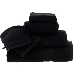 Set di 2 guanti da bagno in cotone (15 x 21 cm) Timeless Nero