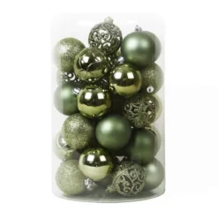 Set di 35 palline di Natale (D60 mm) Aravis mix Verde rosmarino
