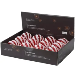 Set di 12 palline di Natale (D100 mm) Fantasia perlate Rosso e bianco
